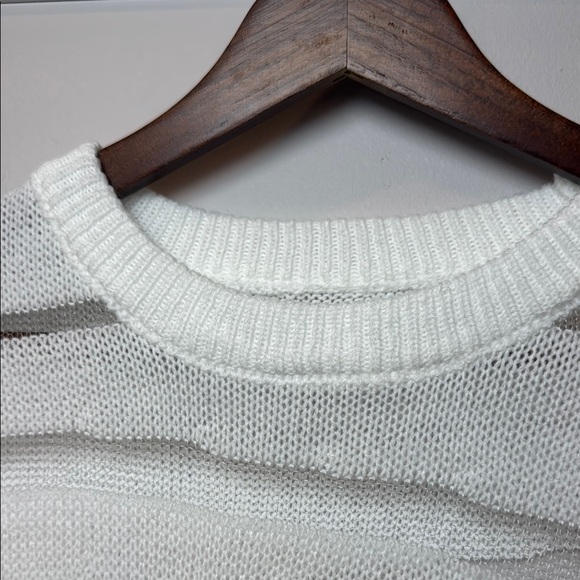 Chic White see through Long Sleeve‎ Crew Neck Sweater Dress NWOT 58" long - Picture 5 of 9